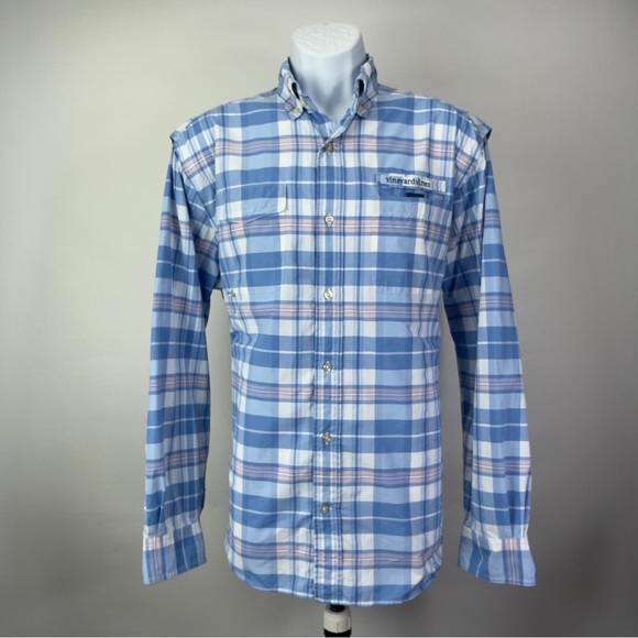 VINEYARD Vines Men’s Performance Halibut Plaid Harbor Shirt Size Medium - Picture 9 of 9